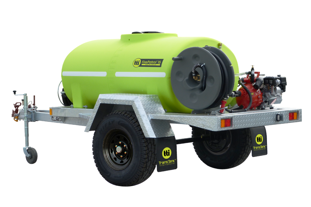 Genuine TTI 1200L FirePatrol15™ Fire Fighting Trailer With Pump and Hose Reel On Farm