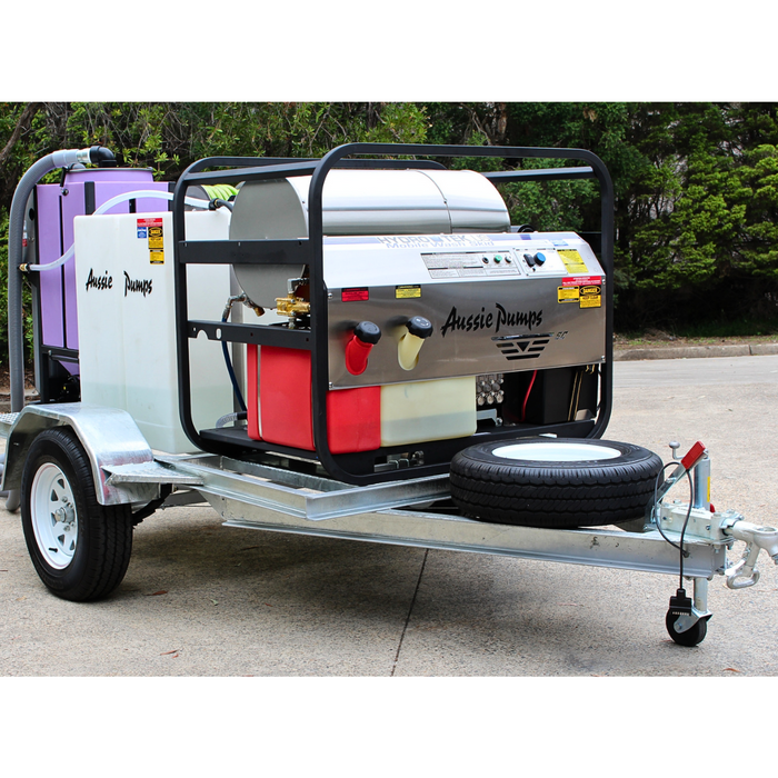 Aussie Pumps Trailer Mount Hot Water Hydro-Loop Junior Clean & Capture Pressure Cleaner