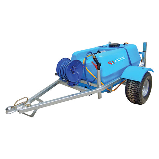 EZI SPOT 200 LITRE TRAILER, 12V, 11.3L/MIN. 45PSI SHURFLO PUMP, 15M EZI REEL, M30 SPRAY LANCE WITH BRASS ADJ NOZZLE. HEAVY DUTY CHASIS AND MUDGUARDS, 50mm TOW HITCH
