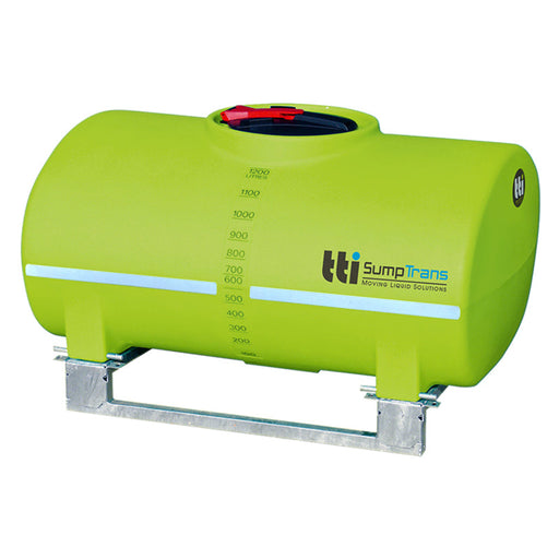 1200 litre SUMPTRANS pin mount spray tank with steel frame - Safety Green. DIMENSIONS-  L:1700mm, W:1200mm, H:990mm.  WEIGHT: 85kg